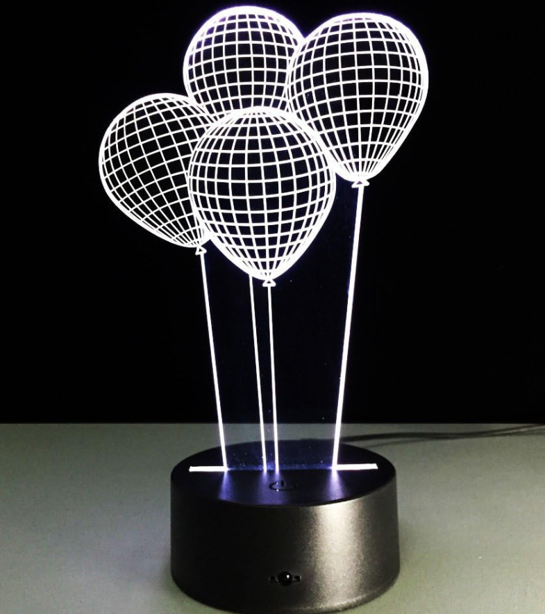 Birthday Balloons 3D Optical Illusion Lamp