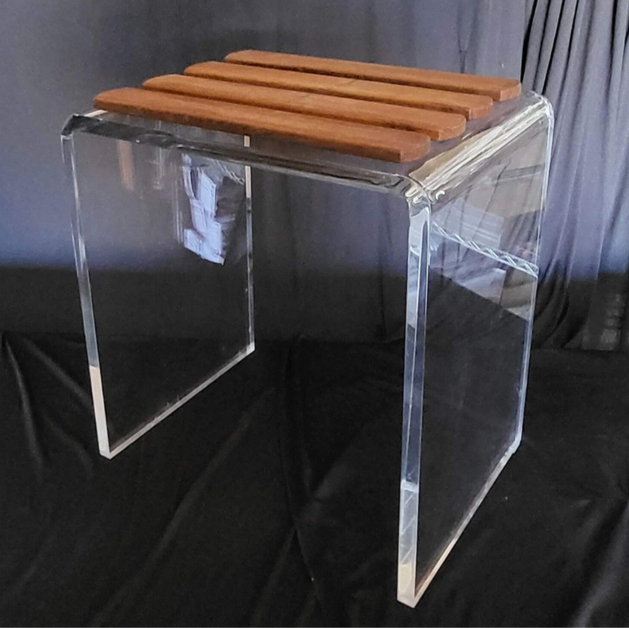 Acrylic Shower Stool with Teak Top