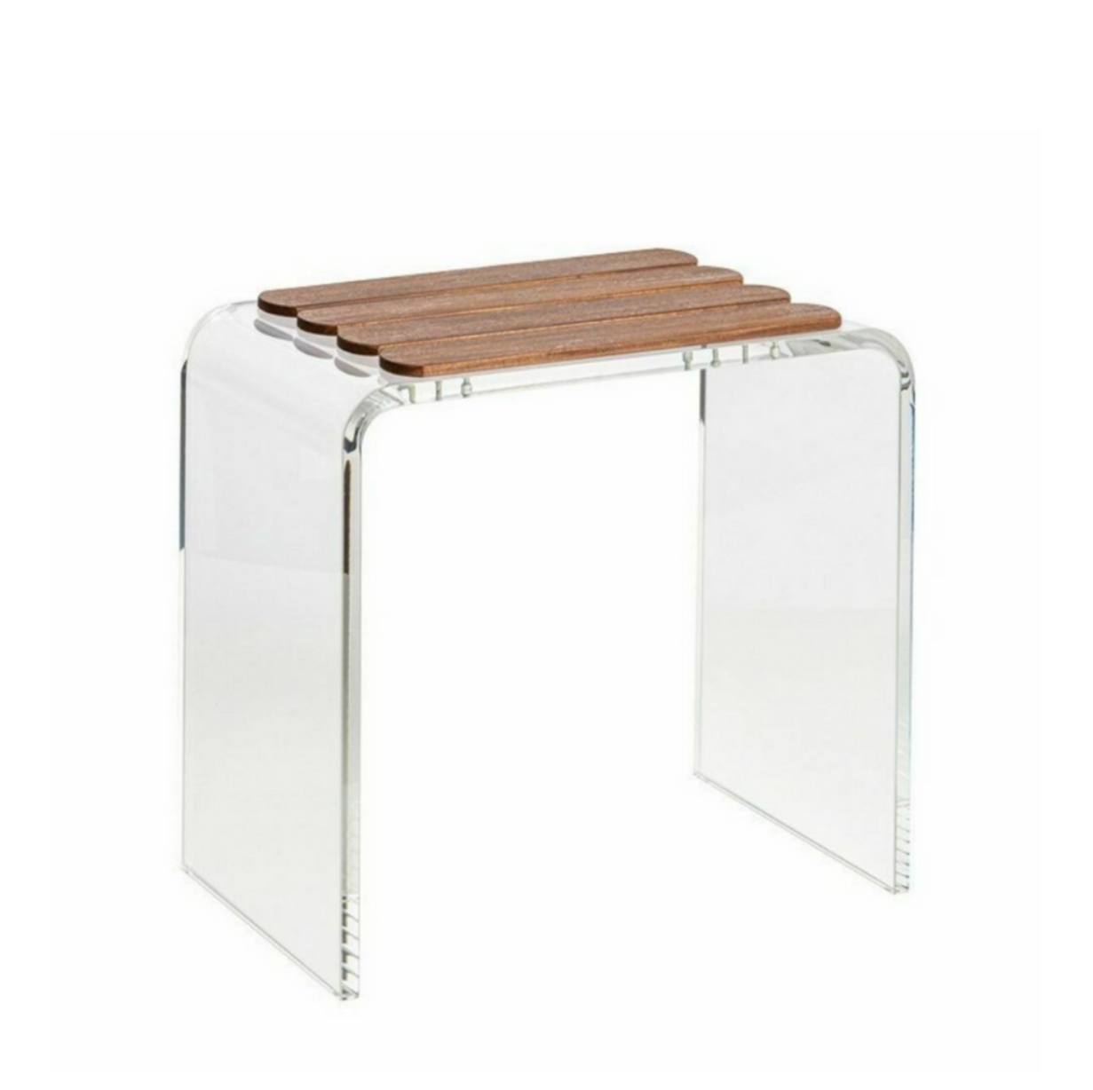 Acrylic Shower Stool with Teak Top