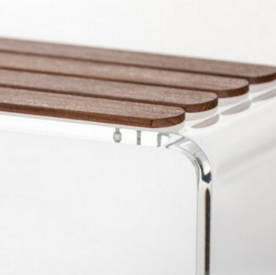 Acrylic Shower Stool with Teak Top