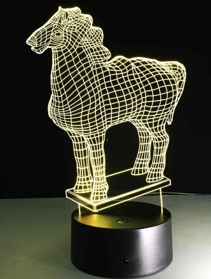 Night Light Pony Horse 3D Optical Illusion Lamp