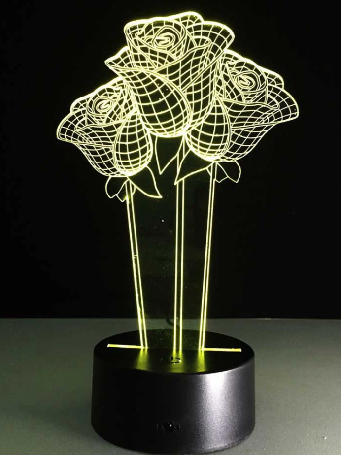 Rose Flower 3D Optical Illusion Lamp