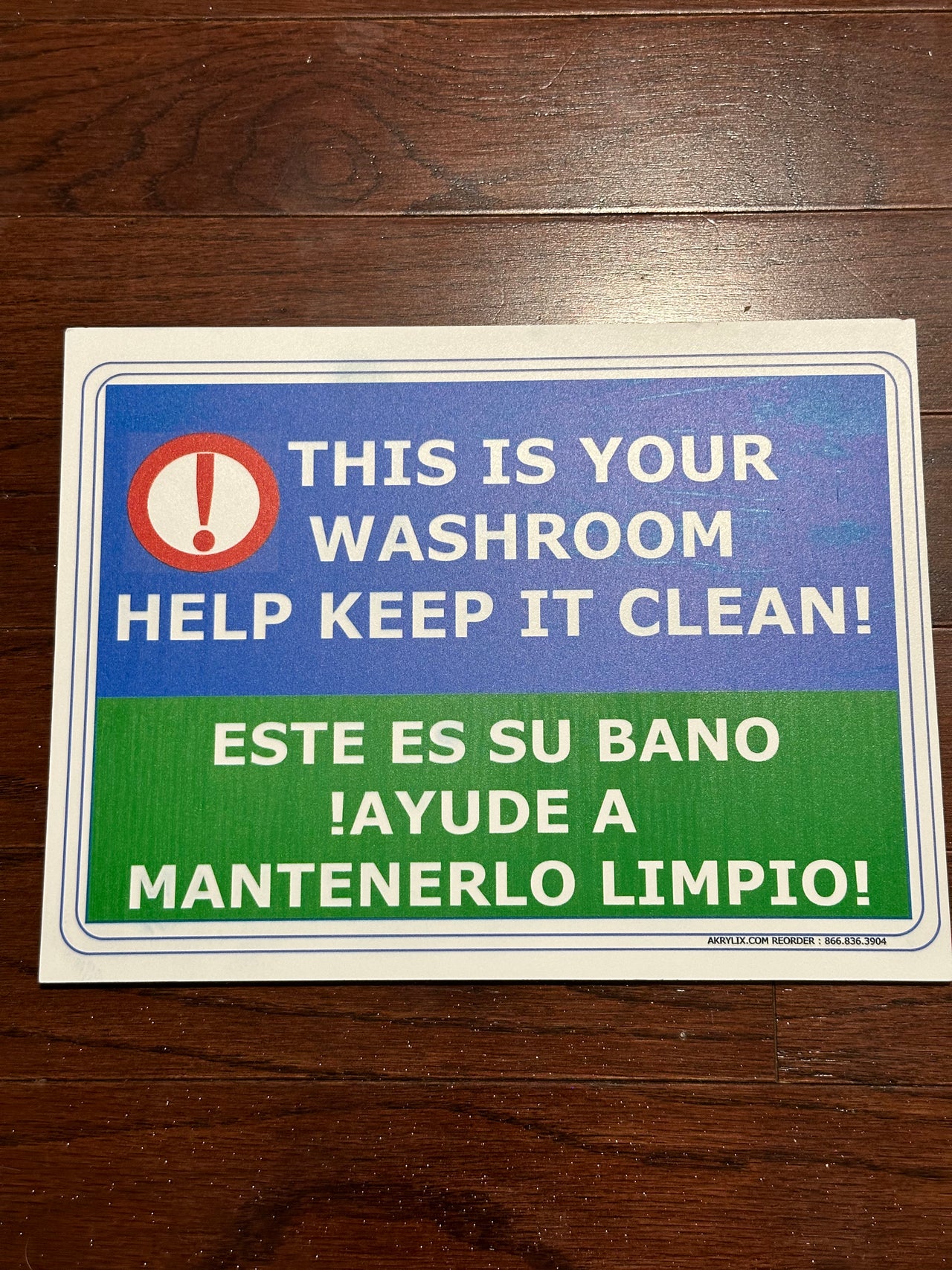 This is Your Washroom Help Keep It Clean Sign (English & Spanish)