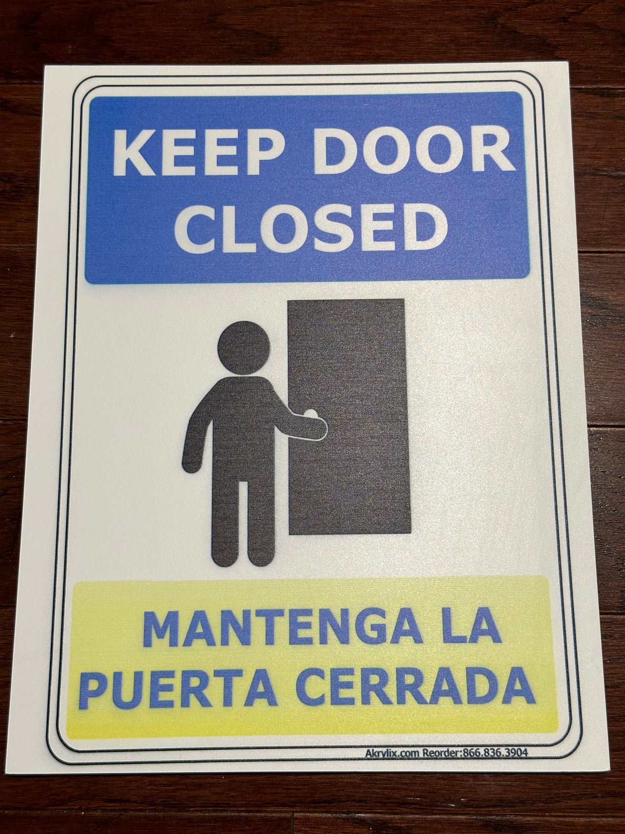 Keep Door Closed Sign (English & Spanish)