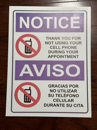 Thumbnail for Notice Thank You for Not Using Your Cell Phone During Your Appointment Sign Purple (English & Spanish)