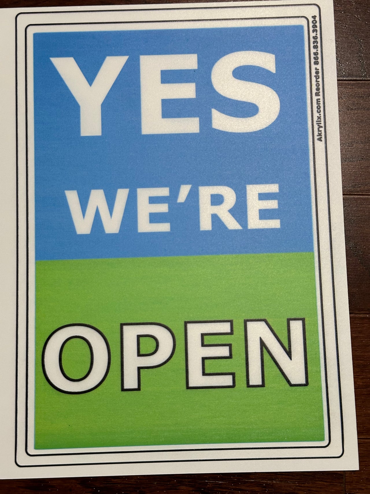 Yes We’re Open Sign | Fast Acrylic